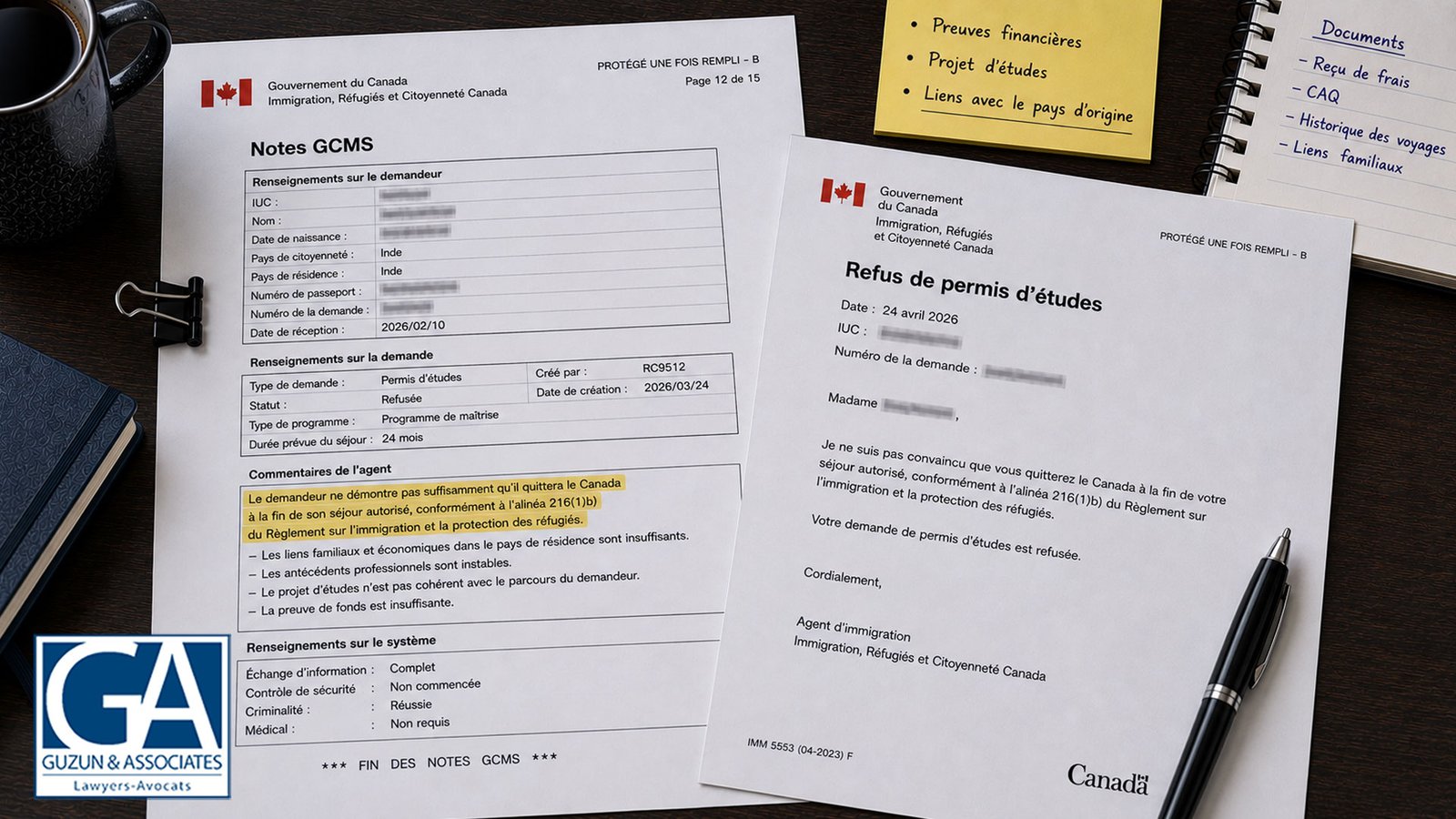 Refus de permis d’études au Canada 2026 : raisons, notes GCMS et prochaines étapes 1