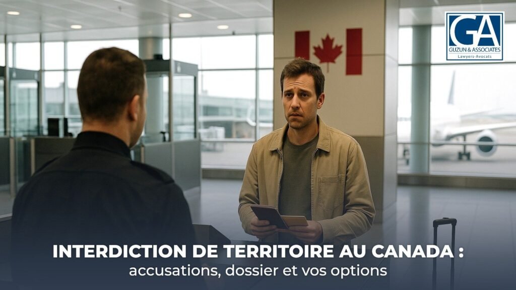 Voyageur au comptoir frontalier d’un aéroport canadien qui présente ses documents à un agent — interdiction de territoire pour criminalité