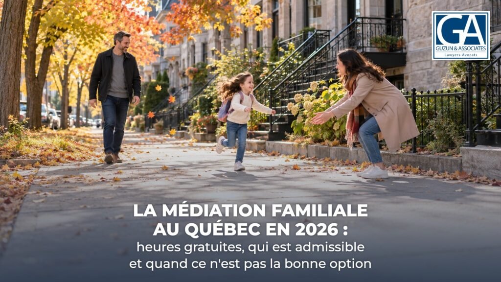 Fillette qui court de son père vers sa mère dans une rue de Montréal bordée de duplex en pierre grise, à l'automne